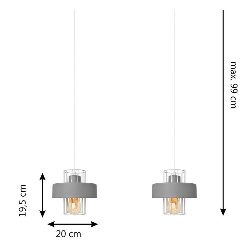 Luster na lanku VOLTA 2xE27/15W/230V šedá