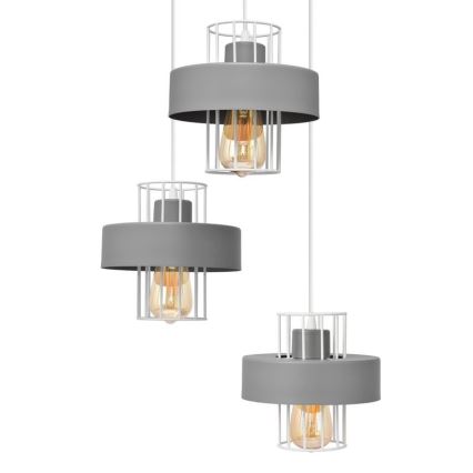 Luster na lanku VOLTA 3xE27/15W/230V pr. 42 cm šedá