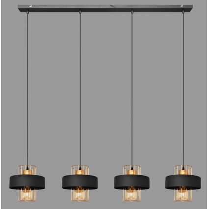 Luster na lanku VOLTA 4xE27/15W/230V čierna/zlatá