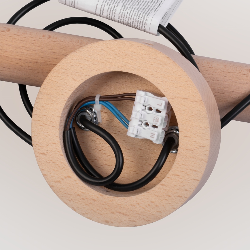 Luster na lanku WOODSTOCK 2xE27/15W/230V drevo/čierna