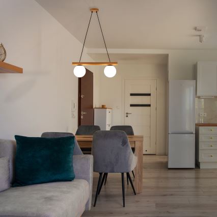 Luster na lanku WOODSTOCK 2xE27/15W/230V drevo/čierna