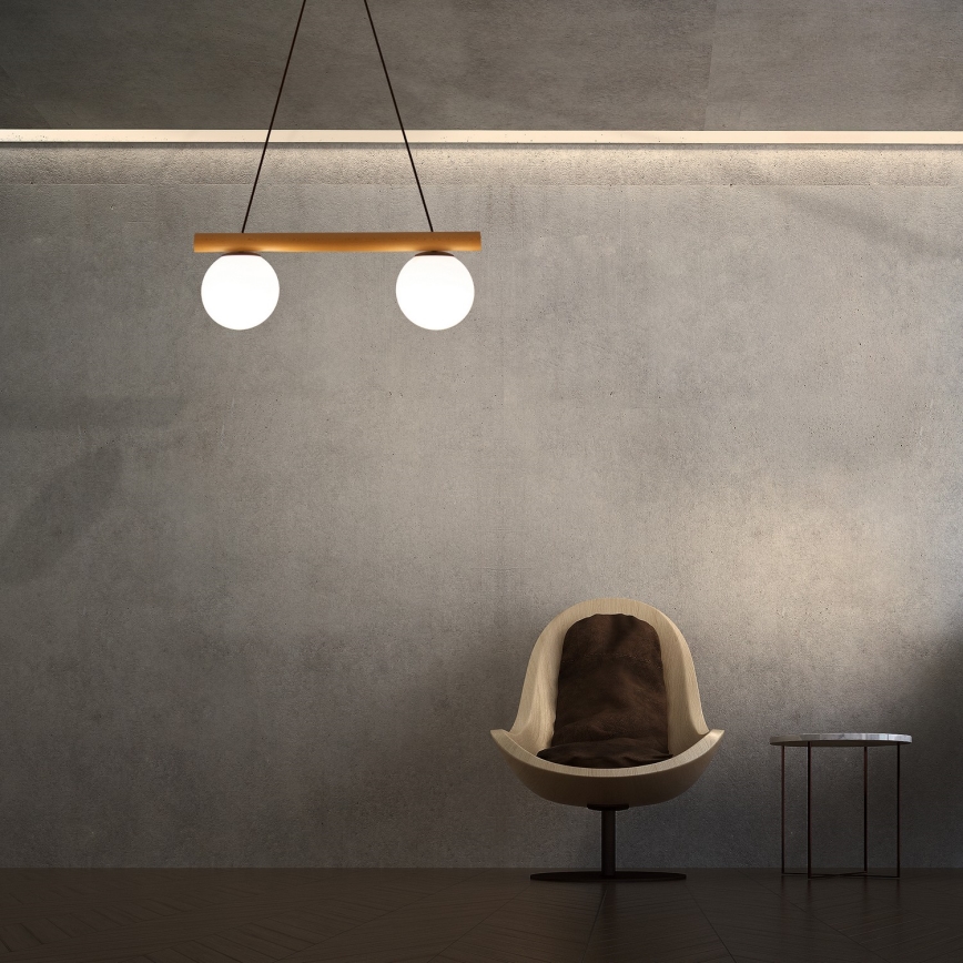 Luster na lanku WOODSTOCK 2xE27/15W/230V drevo/čierna