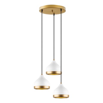 Luster na lanku YILDO 3xE27/40W/230V biela/zlatá
