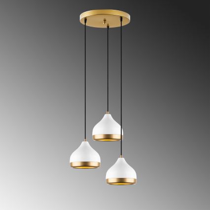 Luster na lanku YILDO 3xE27/40W/230V biela/zlatá