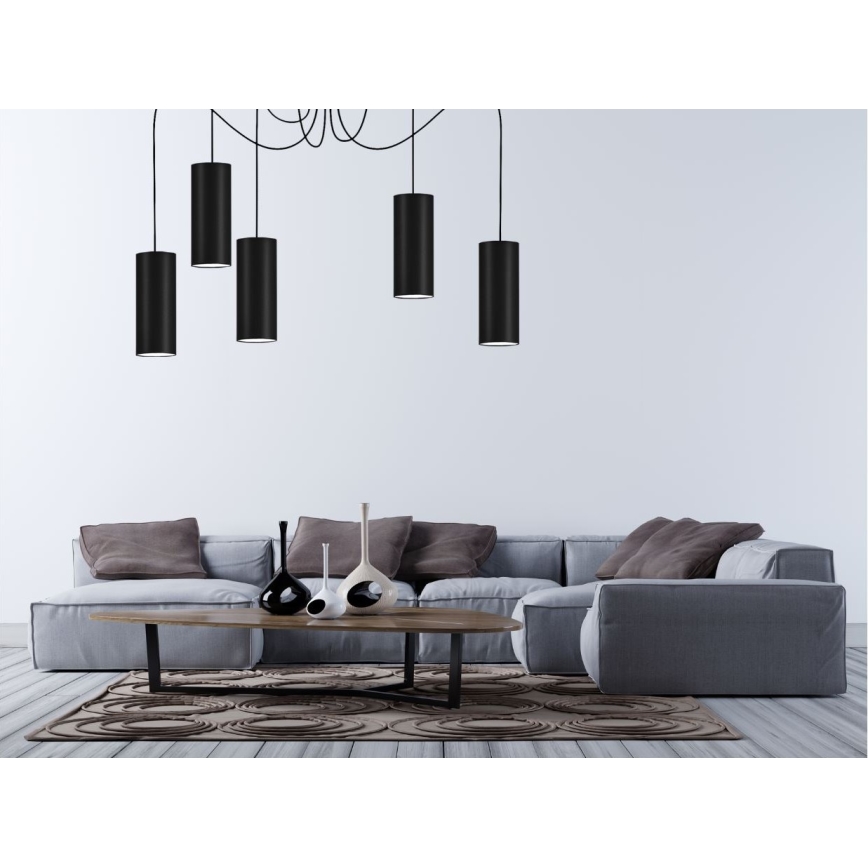 Luster na lanku ZIK 5xE27/40W/230V pavúk čierna