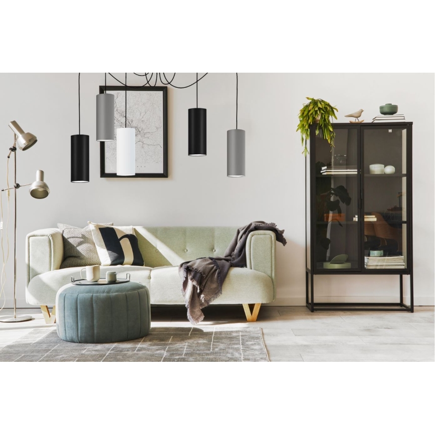 Luster na lanku ZIK 5xE27/40W/230V šedá/čierna/biela