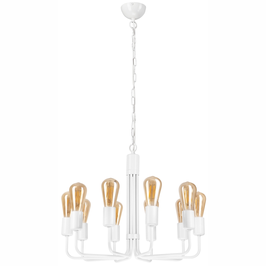Luster na reťazi 10xE27/60W/230V biely