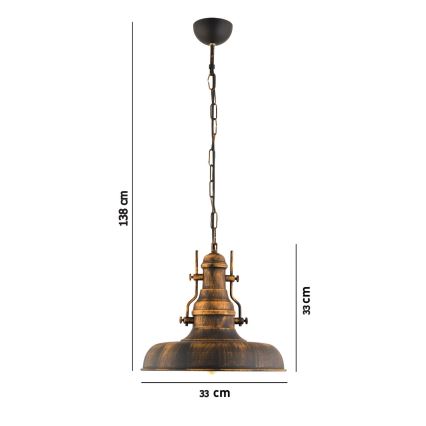 Luster na reťazi 1xE27/40W/230V bronzová