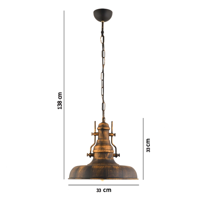 Luster na reťazi 1xE27/40W/230V bronzová