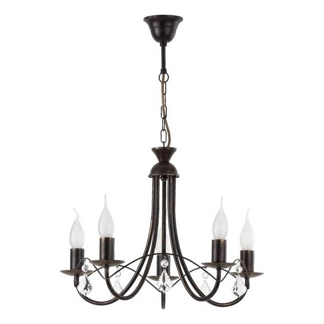 Luster na reťazi ANGELIKA 5xE14/10W/230V čierny