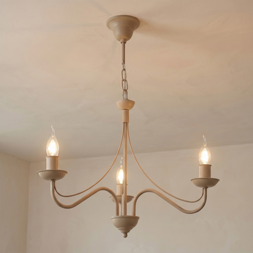 Luster na reťazi ANTON 3xE14/60W/230V béžový