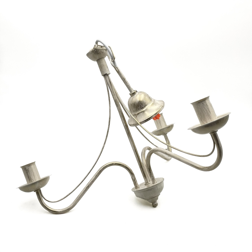 Luster na reťazi ANTON 3xE14/60W/230V biela patina