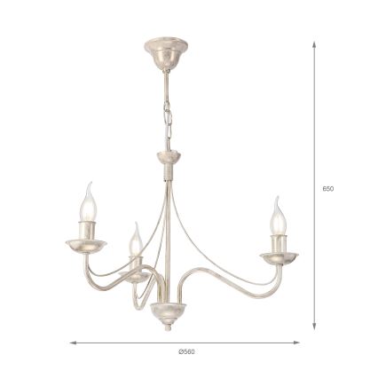Luster na reťazi ANTON 3xE14/60W/230V biela patina