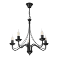 Luster na reťazi ANTON 5xE14/15W/230V čierny