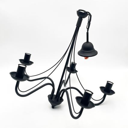 Luster na reťazi ANTON 5xE14/15W/230V čierny