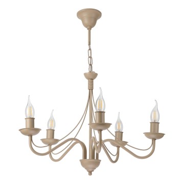 Luster na reťazi ANTON 5xE14/60W/230V béžová