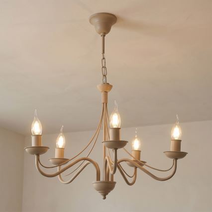 Luster na reťazi ANTON 5xE14/60W/230V béžový