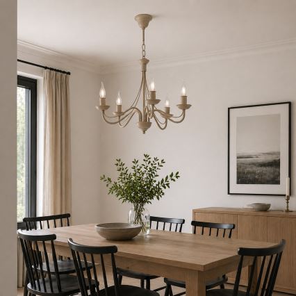 Luster na reťazi ANTON 5xE14/60W/230V béžový