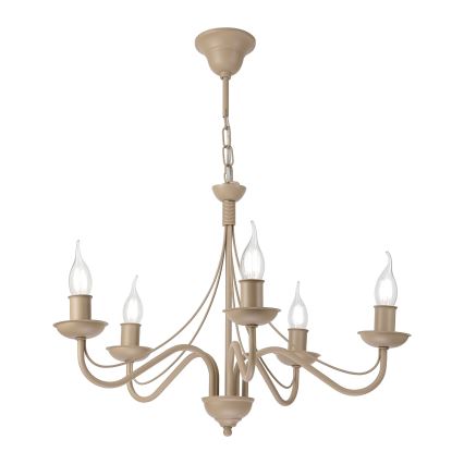 Luster na reťazi ANTON 5xE14/60W/230V béžový