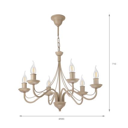 Luster na reťazi ANTON 6xE14/60W/230V béžový