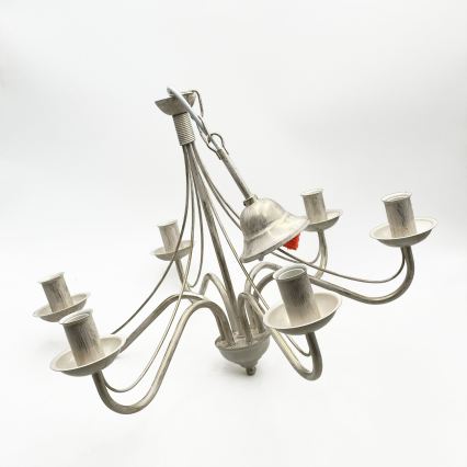 Luster na reťazi ANTON 6xE14/60W/230V biela patina