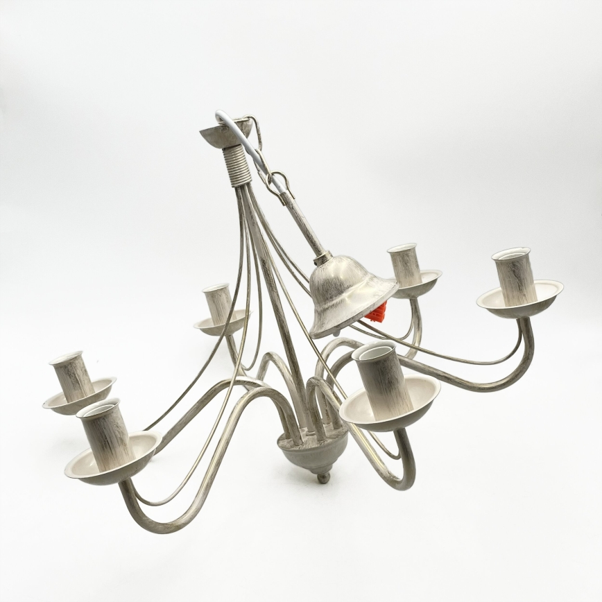 Luster na reťazi ANTON 6xE14/60W/230V biela patina