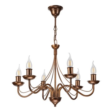 Luster na reťazi ANTON 6xE14/60W/230V bronzový
