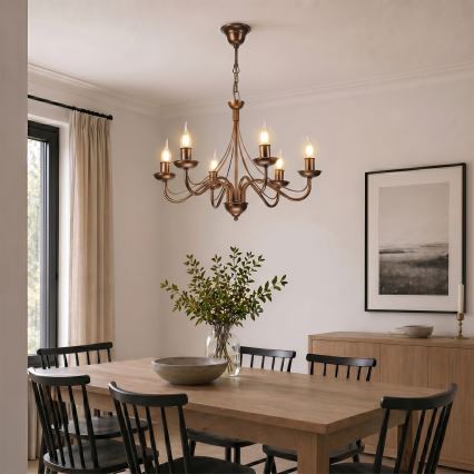 Luster na reťazi ANTON 6xE14/60W/230V bronzový