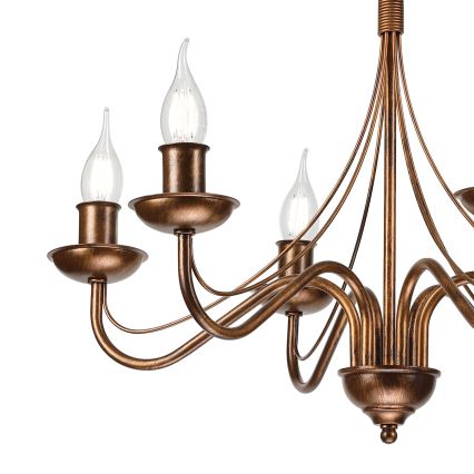 Luster na reťazi ANTON 6xE14/60W/230V bronzový