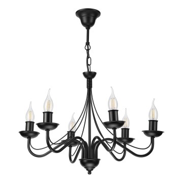 Luster na reťazi ANTON 6xE14/60W/230V čierna