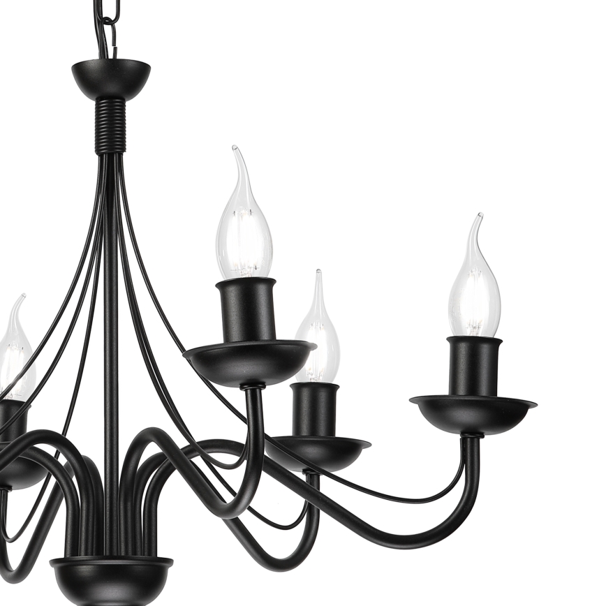 Luster na reťazi ANTON 6xE14/60W/230V čierna