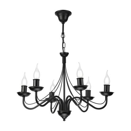 Luster na reťazi ANTON 6xE14/60W/230V čierny