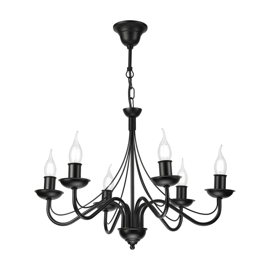 Luster na reťazi ANTON 6xE14/60W/230V čierny