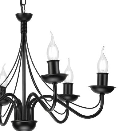Luster na reťazi ANTON 6xE14/60W/230V čierny