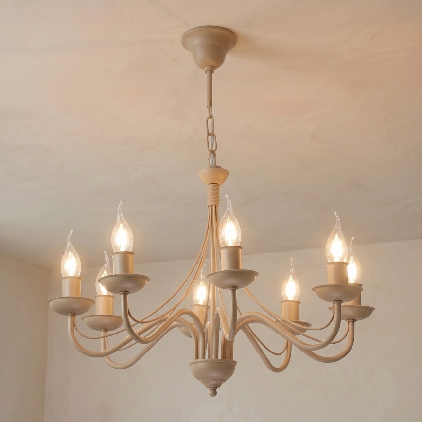Luster na reťazi ANTON 8xE14/60W/230V béžový