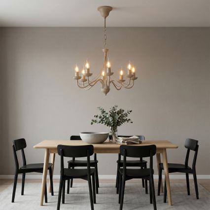 Luster na reťazi ANTON 8xE14/60W/230V béžový