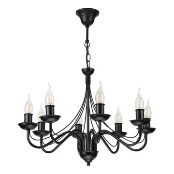 Luster na reťazi ANTON 8xE14/60W/230V čierny