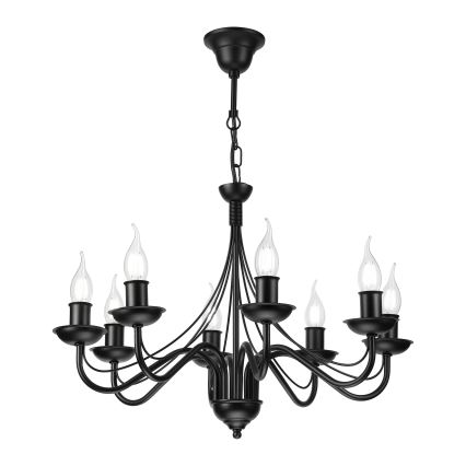 Luster na reťazi ANTON 8xE14/60W/230V čierny