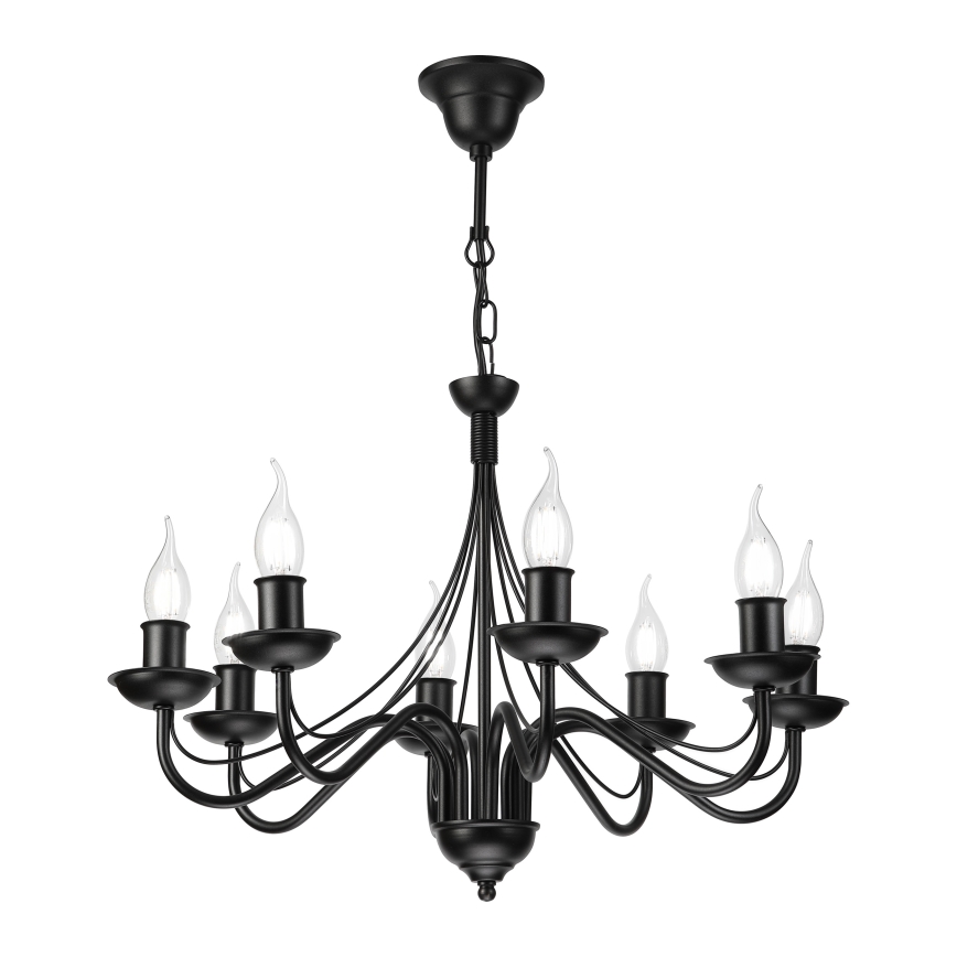 Luster na reťazi ANTON 8xE14/60W/230V čierny