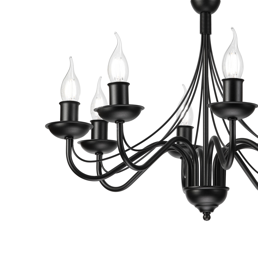 Luster na reťazi ANTON 8xE14/60W/230V čierny