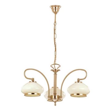 Luster na reťazi ASTORIA 3xE27/15W/230V zlatá