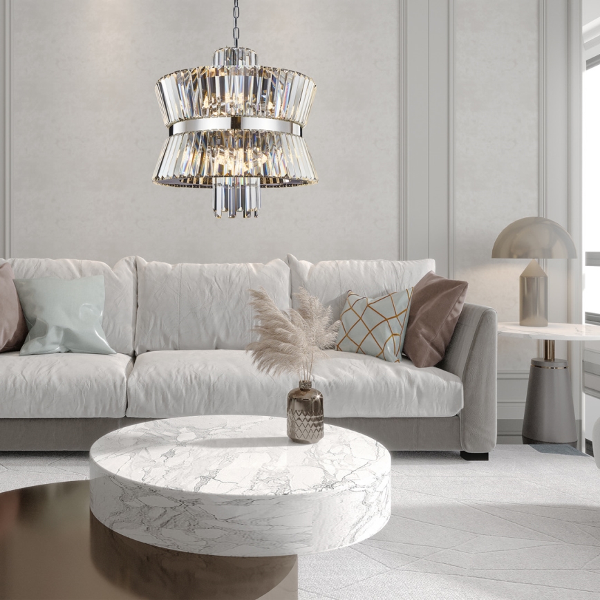 Luster na reťazi AURELIA 12xE14/40W/230V matný chróm