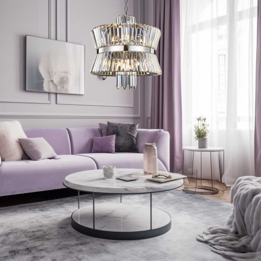 Luster na reťazi AURELIA 12xE14/40W/230V matný chróm