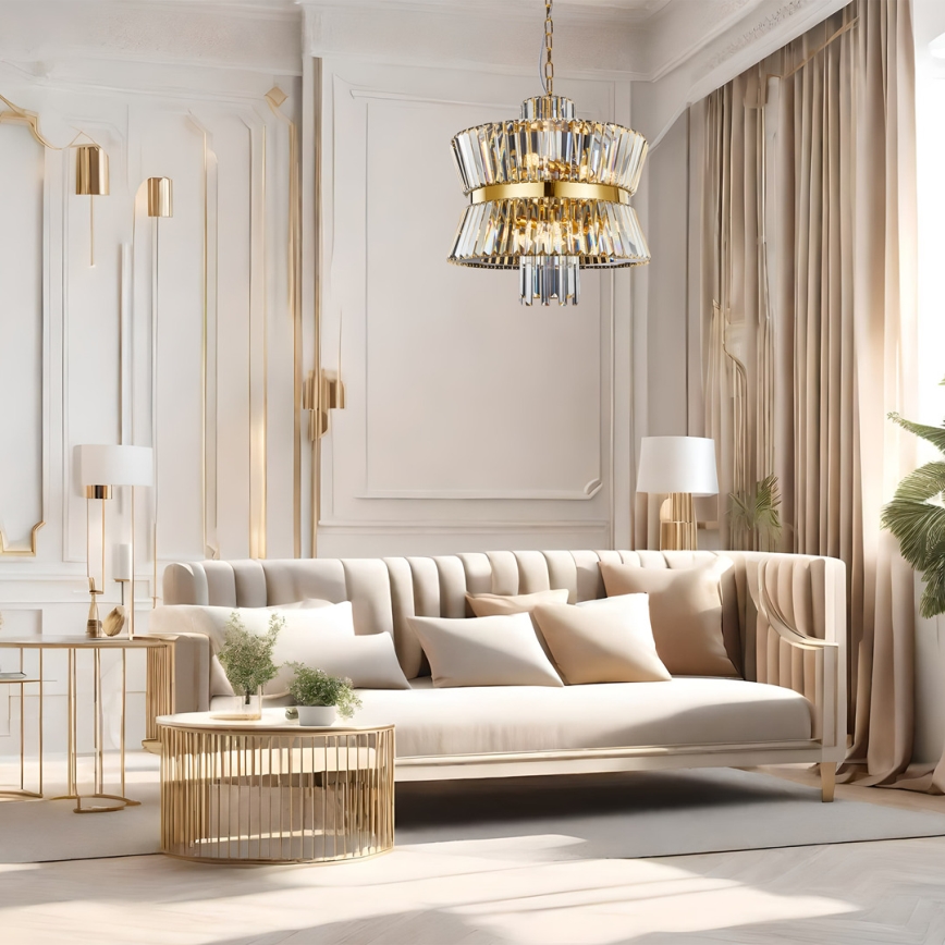 Luster na reťazi AURELIA 12xE14/40W/230V zlatá