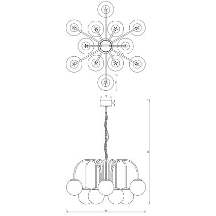 Luster na reťazi CAMBRIDGE 12xE14/60W/230V čierna