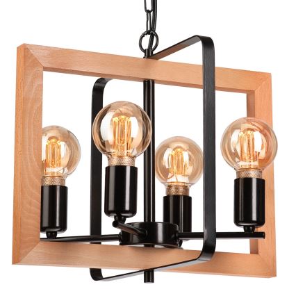 Luster na reťazi CEDRIC 4xE27/60W/230V buk/hnedá