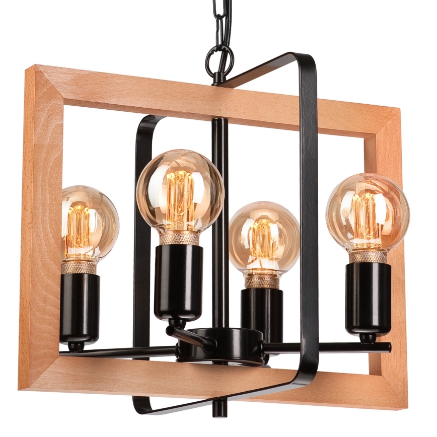 Luster na reťazi CEDRIC 4xE27/60W/230V buk/hnedá