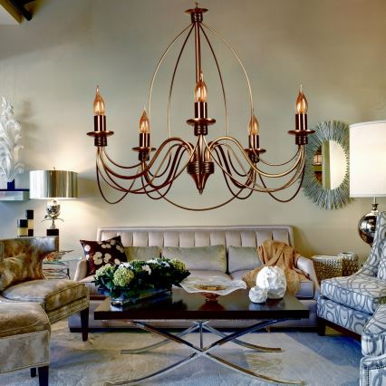 Luster na reťazi CLASSIC 5xE14/40W/230V bronzový