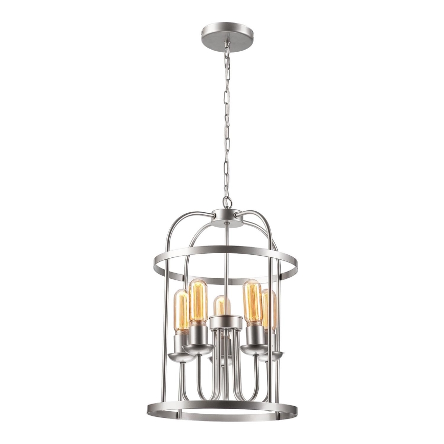 Luster na reťazi CONSTANTINE 5xE27/60W/230V matný chróm