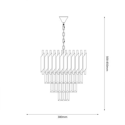 Luster na reťazi CRISTAL 5xE14/10W/230V čierna/matný chróm